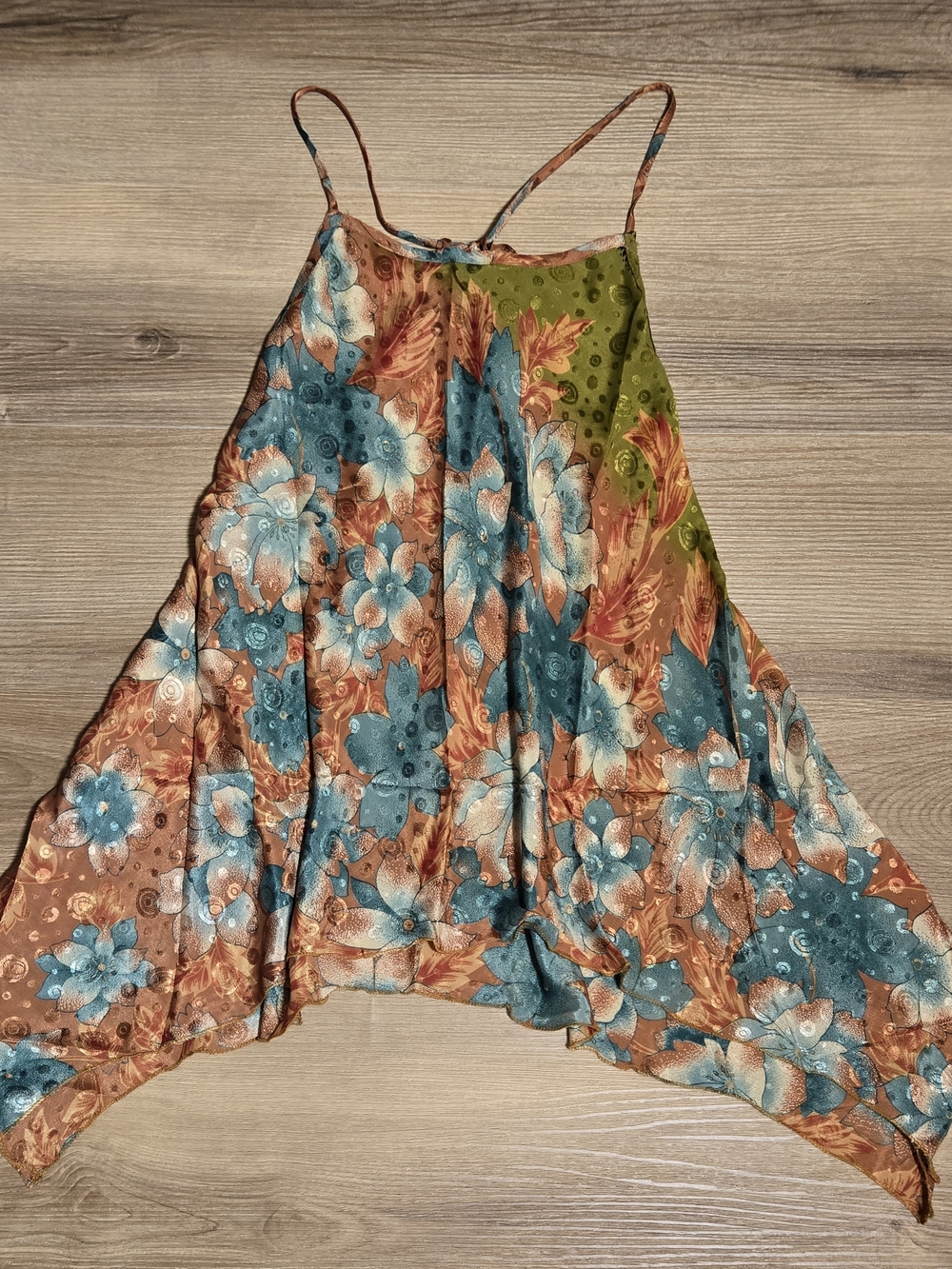 India Boutique Floral Top with Handkerchief Hem